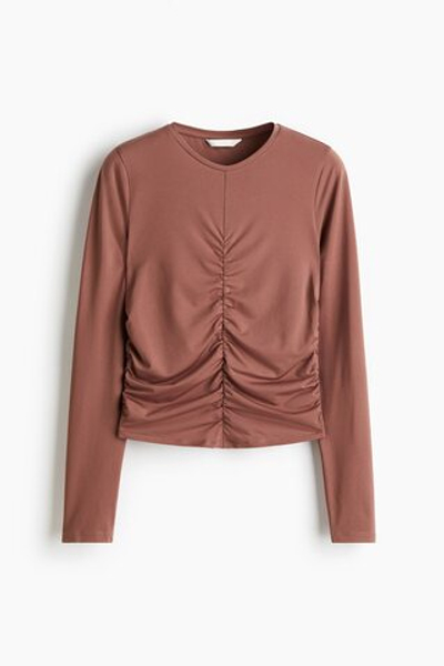Драпированный топ с длинными рукавами - H&M