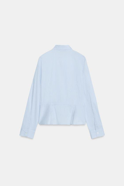 ZARA РУБАШКА В ПОЛОСКУ С ЗАВЯЗКОЙ, СИНИЙ/БЕЛЫЙ