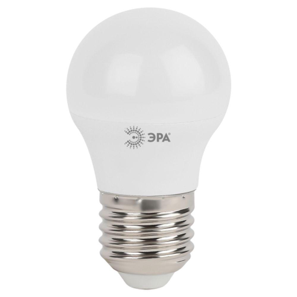 Лампа светодиодная ЭРА STD LED P45-9W-840-E27 9Вт шар нейтральный белый свет Е27 | Лампы cветодиодные Шар (G/P)