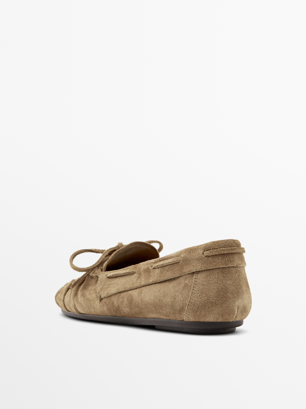 Massimo Dutti Лоферы из мягкой кожи со сборками, норка