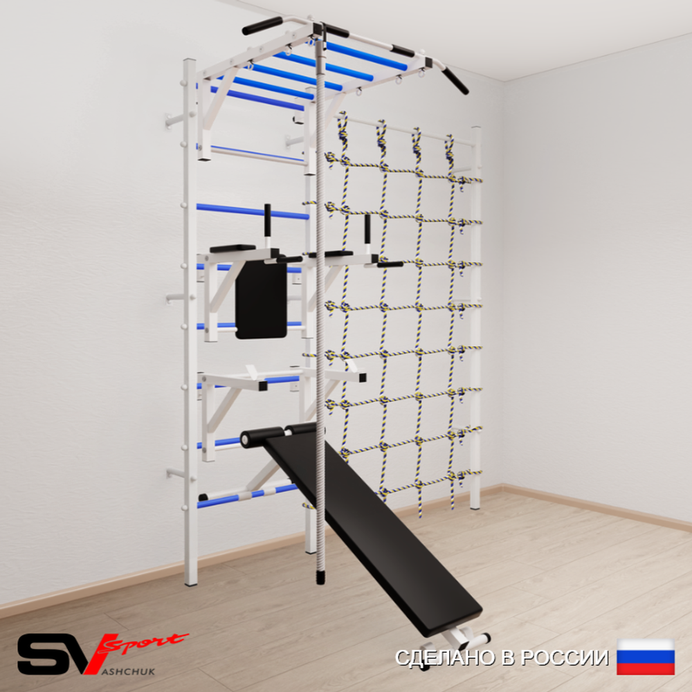 Шведская стенка Sv Sport усиленная 6600 (Турник рукоход/Брусья/Стойка/Скамья/Канат/Канатный лаз)