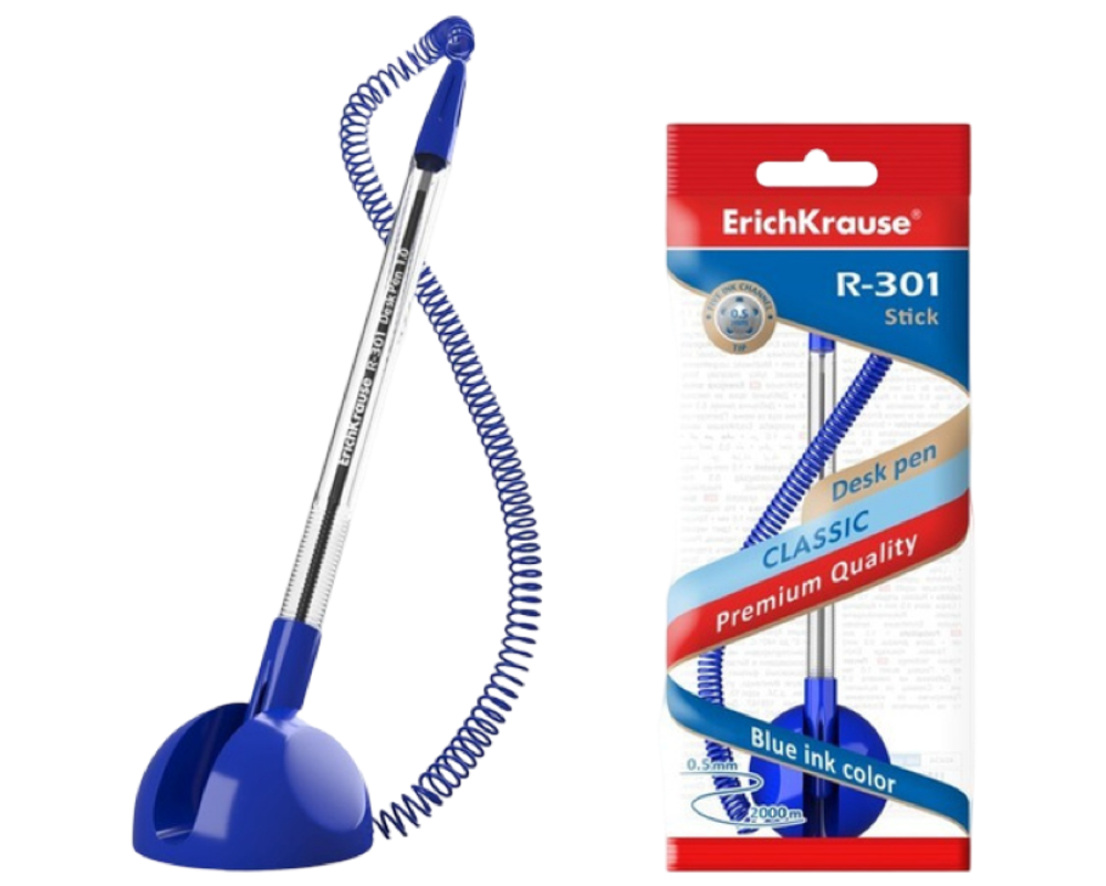 Ручка шариковая ErichKrause R-301 Desk Stick Classic 1.0, цвет чернил синий (в пакете по 1 шт.) Арт-46434