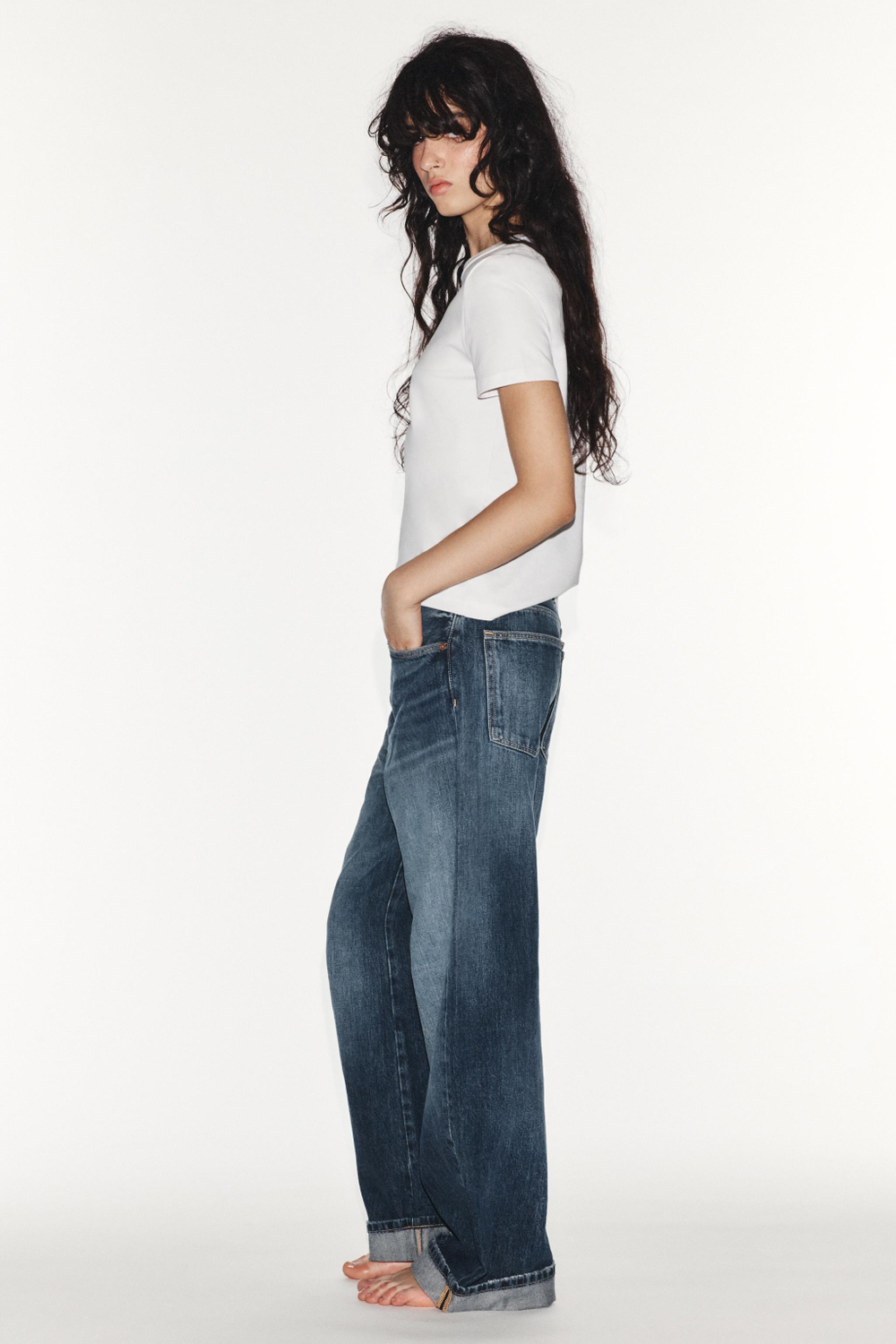 ДЖИНСЫ TRF BAGGY FOLDED СО СРЕДНЕЙ ПОСАДКОЙ — ZARA