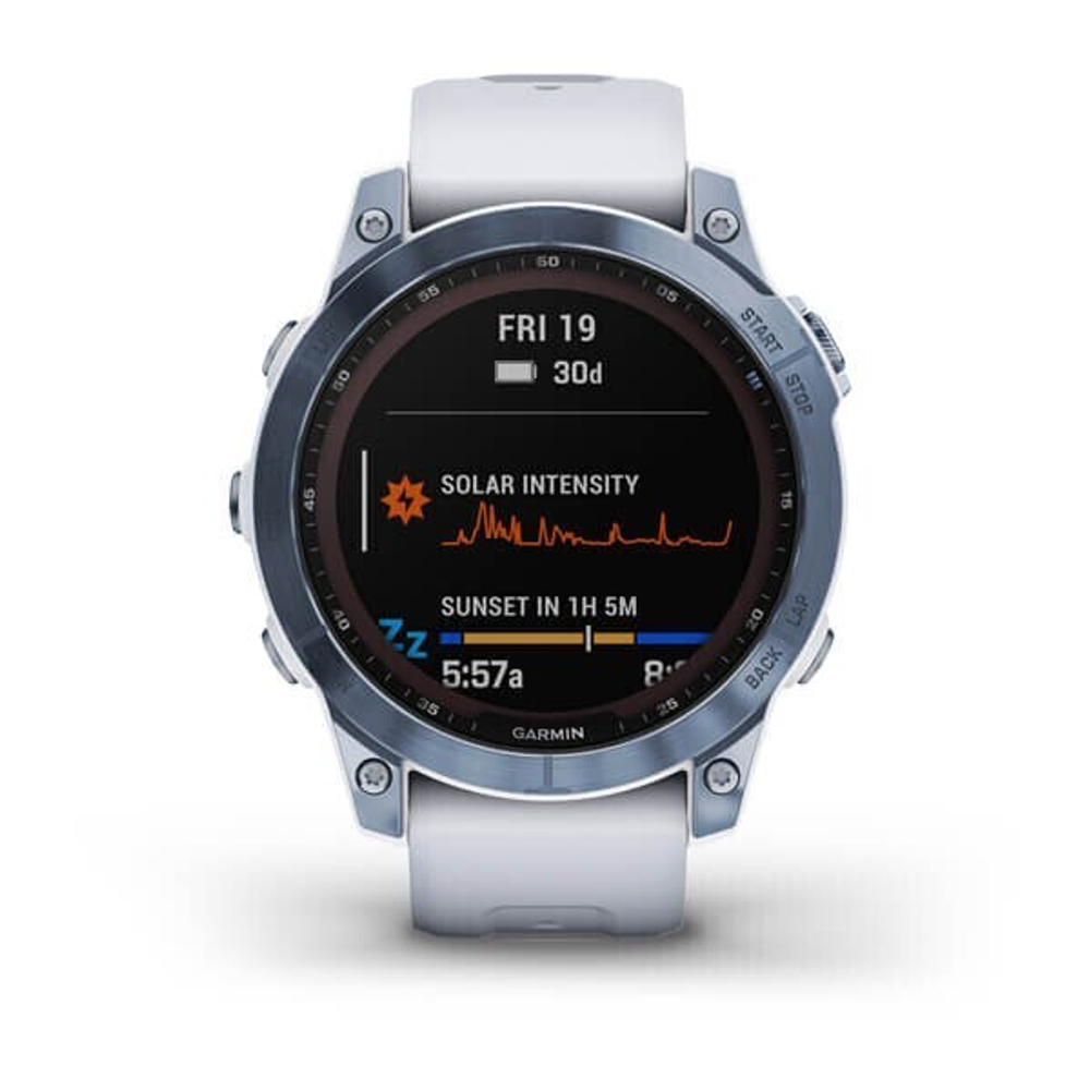 Умные часы Garmin Fenix 7X Sapphire Solar Титан Mineral Blue DLC с ремешком из белого камня 51 мм