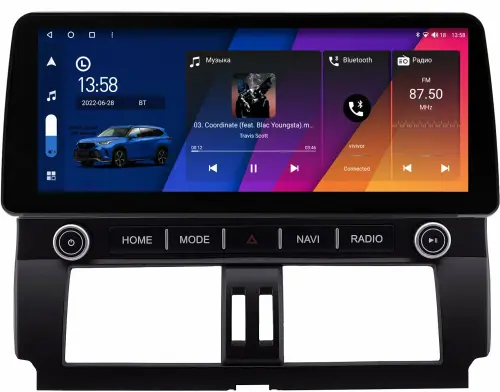 Магнитола для Toyota Land Cruiser Prado 150 2014-2017 - Canbox H-Line 0074 монитор 12.3" QLED в стиле BMW на Android 10, Быстрая, ТОП-процессор, CarPlay, 4G SIM-слот