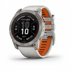 Умные часы Garmin Fenix 7X Pro Sapphire Solar Edition Титановый корпус с дымчато-серым оранжевым ремешком