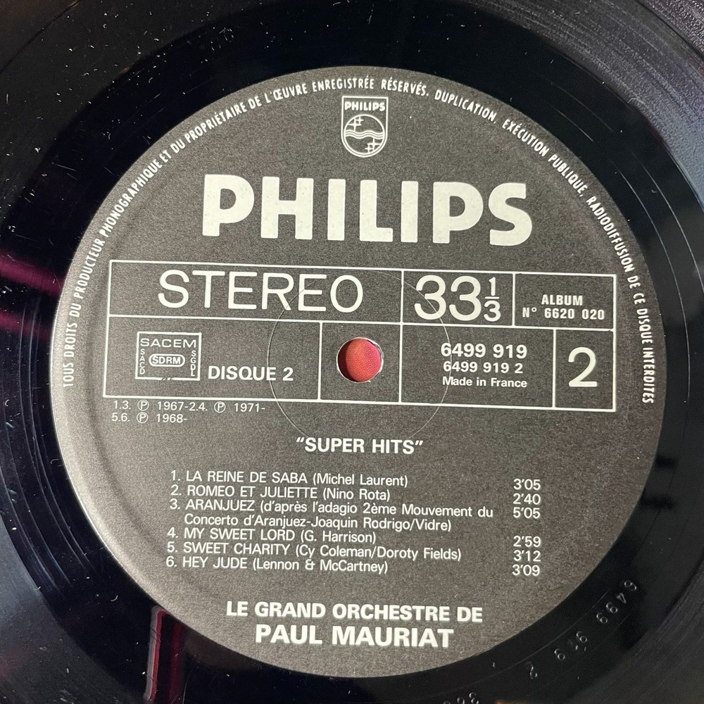 Винтажная виниловая пластинка LP Поль Мориа Le Grand Orchestre De Paul Mauriat Super HitsToccata and Penelope Vol.1 (France 1974)