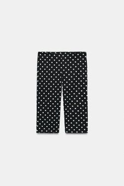 ZARA БРЮКИ КАПРИ В ГОРОШЕК, ЧЕРНЫЙ/БЕЛЫЙ