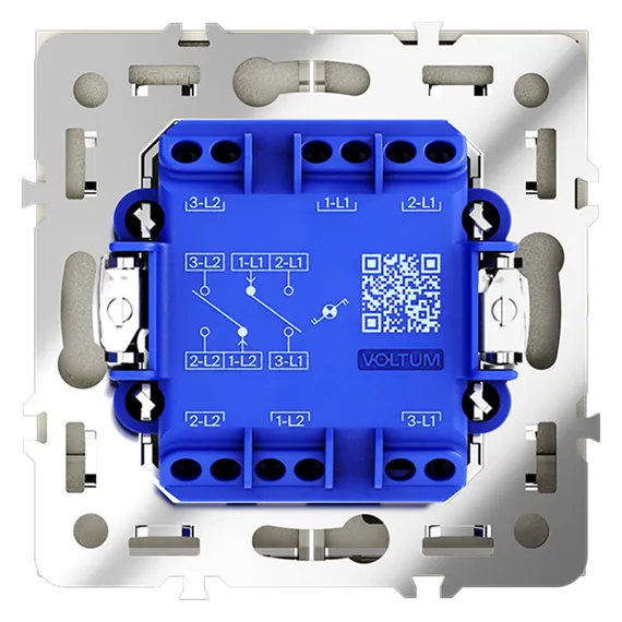 Проходной переключатель двухклавишный с подсветкой Voltum S70 Сталь VLS020405