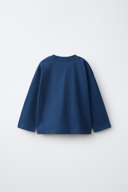 ZARA ФУТБОЛКА С АНИМАЛИСТИЧЕСКИМ ПРИНТОМ, СИНИЙ