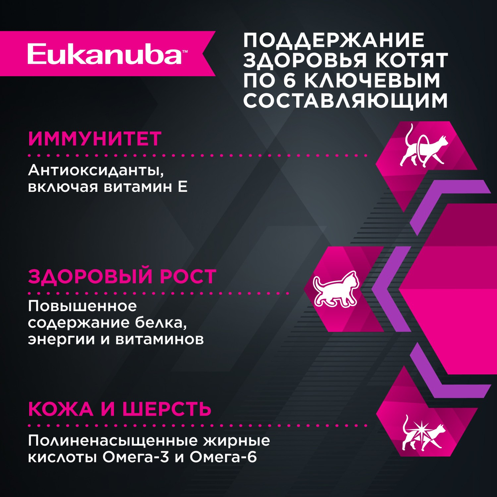 КОРМ СУХОЙ ПОЛНОРАЦИОННЫЙ EUKANUBA® ДЛЯ КОТЯТ ОТ 1 ДО 12 МЕСЯЦЕВ БЕРЕМЕННЫХ И КОРМЯЩИХ КОШЕК ЗДОРОВЫЙ СТАРТ (КИТТЕН 1-12 МЕСЯЦЕВ ХЕЛСИСТА РТ) 2кг