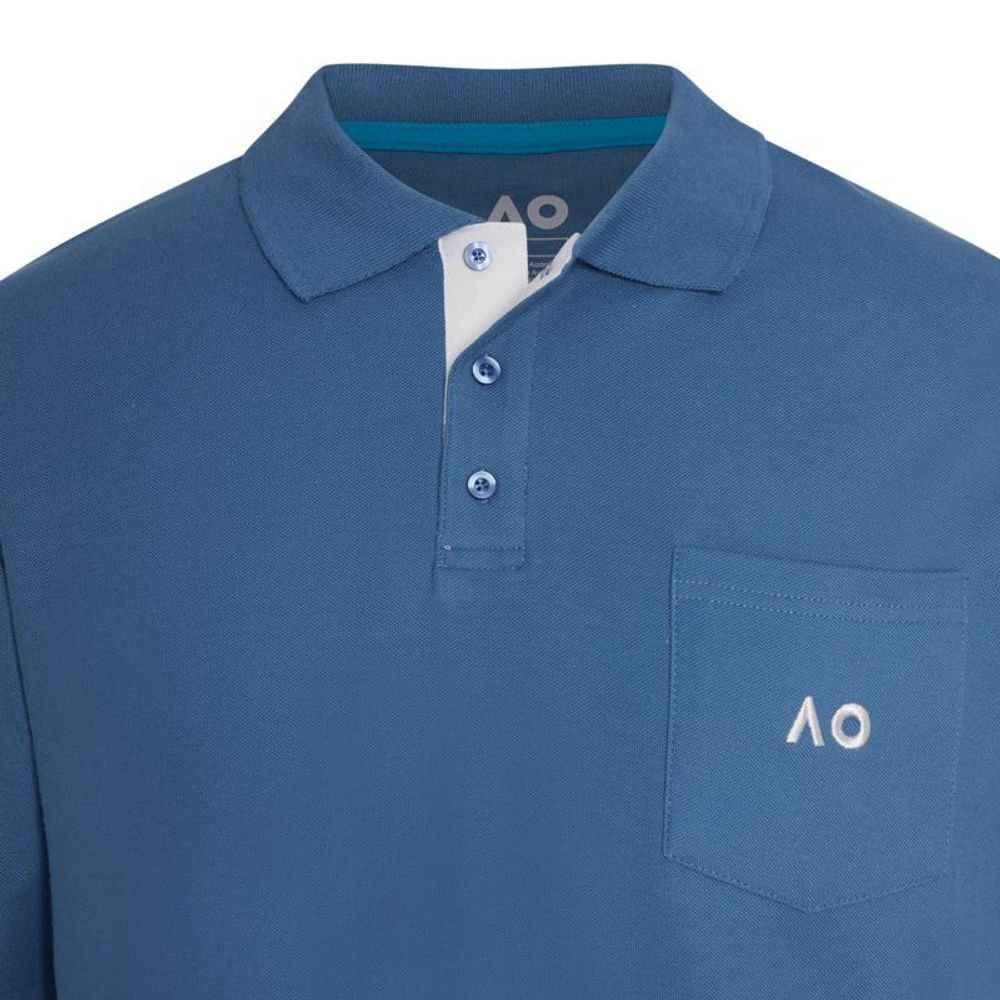 Мужское теннисное поло Australian Open Polo Pocket AO Logo - небесный