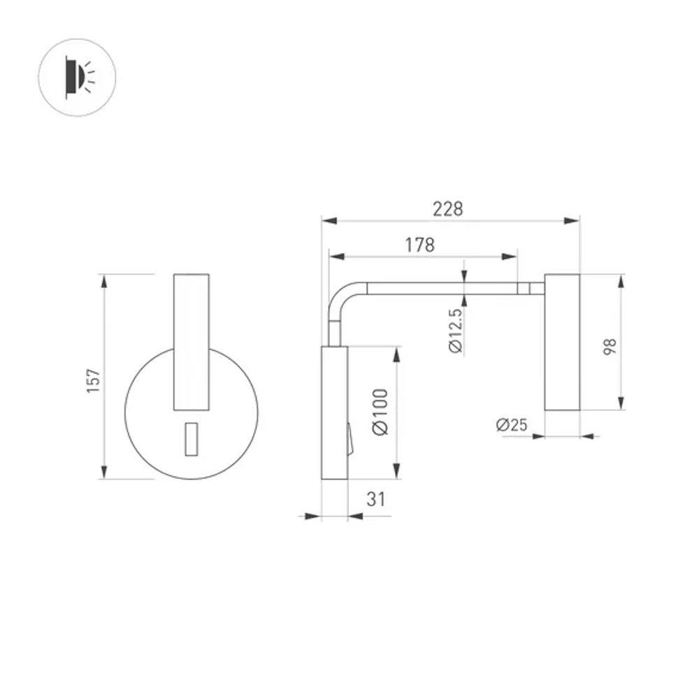 Светильник SP-VERDI-LONG-WALL-3W Warm3000 (BR, 20 deg, 230V) (Arlight, IP20 Металл, 3 года) 058490