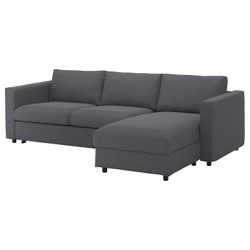 IKEA VIMLE  (ИКЕА ВИМЛЕ)  -  Чехол на диван раскладной 3-местный с шезлонгом - Гуннаред средне-серый