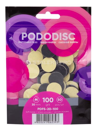 Сменные файлы на мягкой основе для педикюрного диска PODODISC STALEKS PRO M 100 грит (50 шт)
