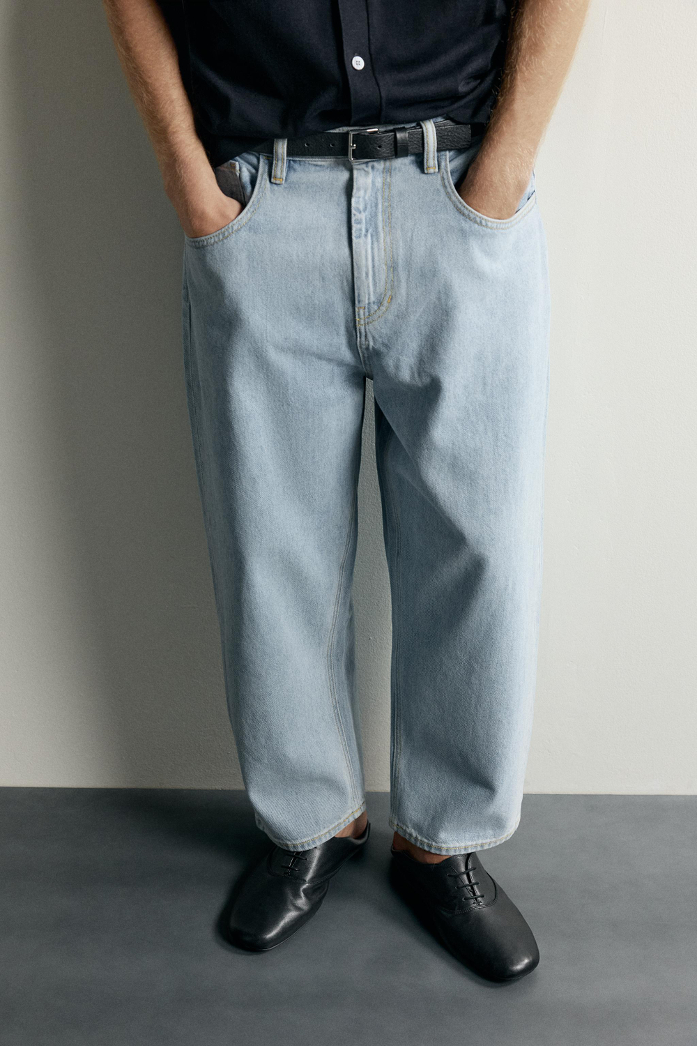 ДЖИНСЫ TAPERED WIDE FIT В ПОЛОСКУ — ZARA