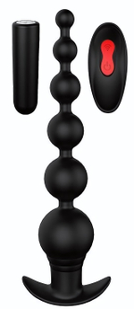 Черный анальный вибромассажер REMOTE GRADUATING BEADS - 20,7 см. (Цвет: черный)