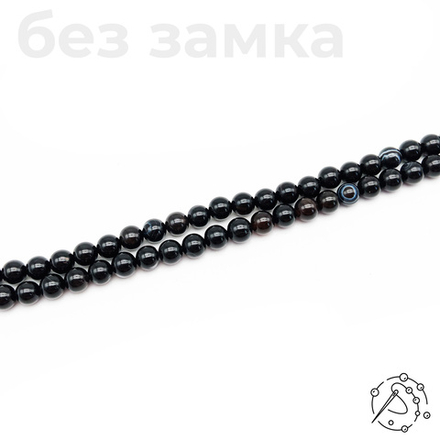 Нить бусин из агата чёрного 8 мм