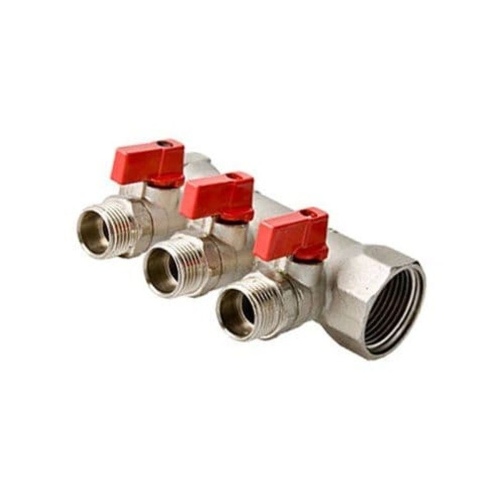VT.Коллектор 3 вых. 3/4"х1/2"с отсекающими кранами