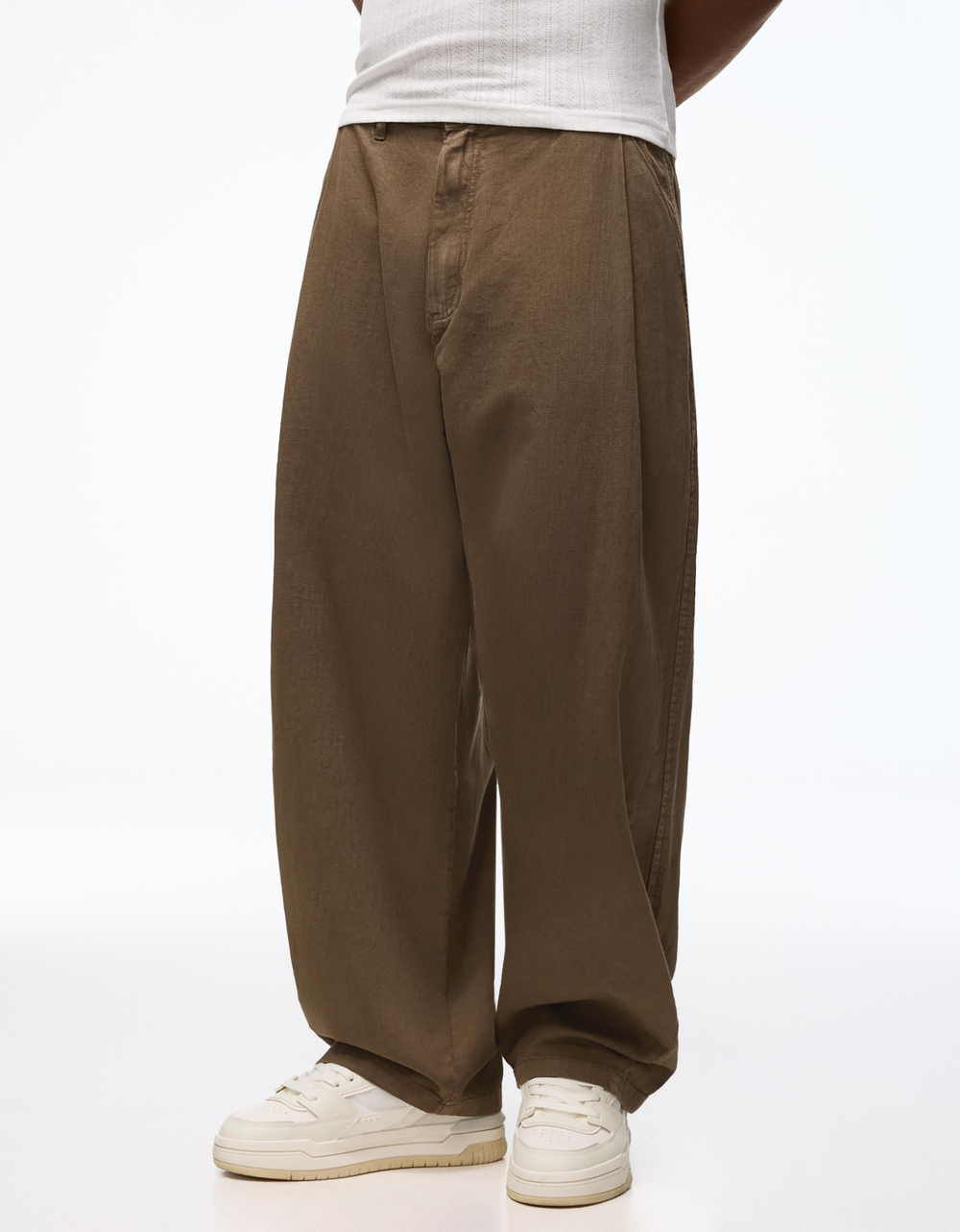 Мужские брюки super baggy fit с льном - BERSHKA