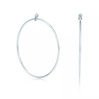 Серьги - кольца из серебра с бриллиантами, Tiffany 💎