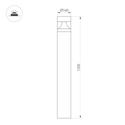 Светильник LGD-LANDMARK-BOLL-H1200-20W Warm3500-MIX (GR, 300 deg, 230V) (Arlight, IP65 Металл, 5 лет) 047692