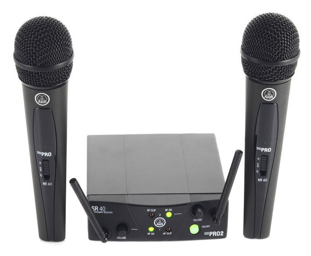 AKG WMS40 Mini2 Vocal Set вокальная радиосистема US45AC с приёмником SR40 Mini Dual и двумя ручными передатчиками