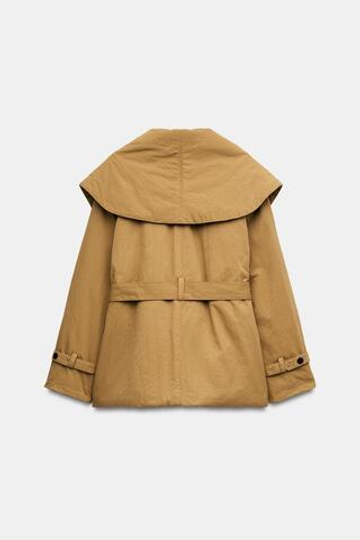 ZARA СТЕГАНАЯ КУРТКА ZW COLLECTION, БЕЖЕВЫЙ