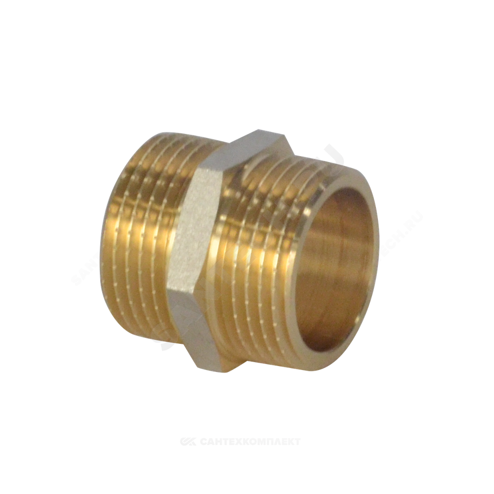 Ниппель латунь никель Ду 50 (2") НР 9022 ГОСТ 32585-2013 Aquasfera 9022-06