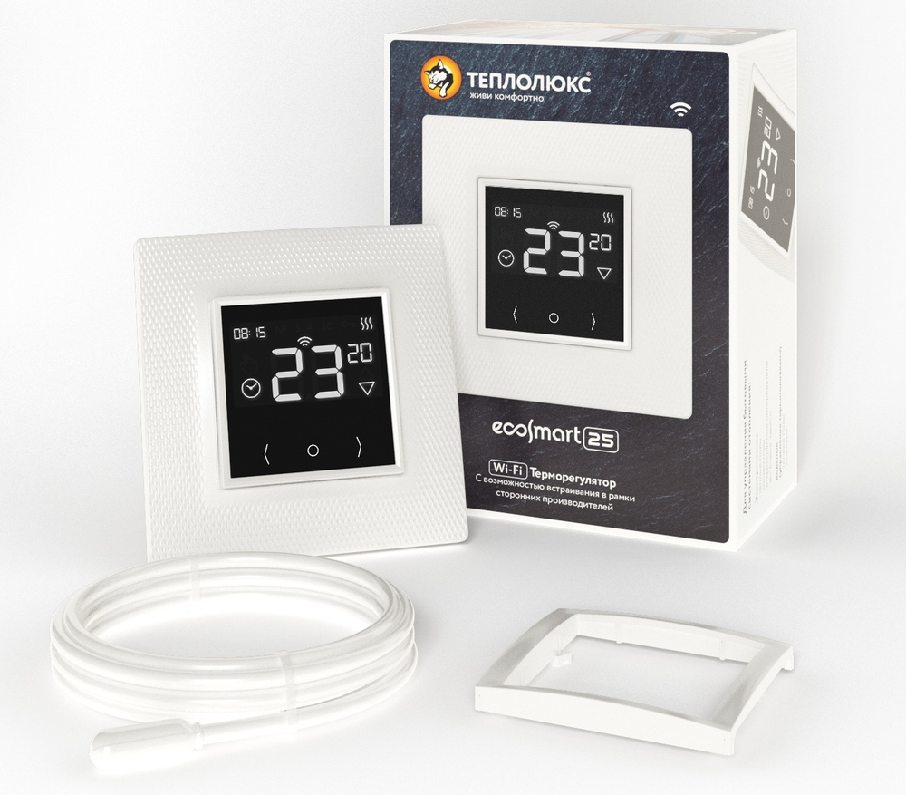 Терморегулятор Теплолюкс EcoSmart 25 с WiFi. Черный / Белый