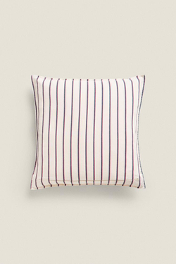 ZARA HOME ЧЕХОЛ ДЛЯ ДЕКОРАТИВНОЙ ПОДУШКИ С КОНТРАСТНОЙ ПОЛОСКОЙ, СИНИЙ