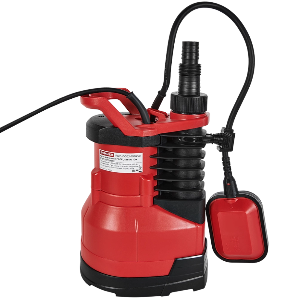 Насос дренажный для чистой воды ROMMER PROFI 750 (0,75 кВт, Qmax 13 м³/ч, Hmax 8.5 м, 1x230В)