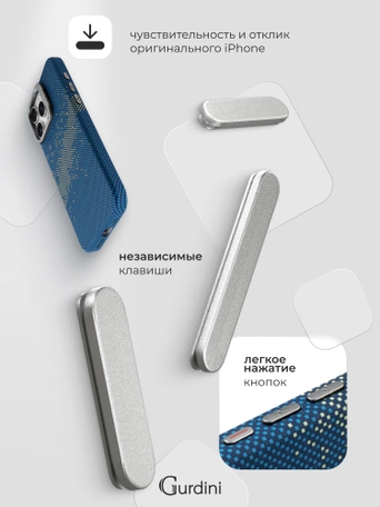 Чехол накладка iPhone 15 Pro 6.1" Gurdini Carbon Design (Magsafe & Lense holder) Galaxy Blue