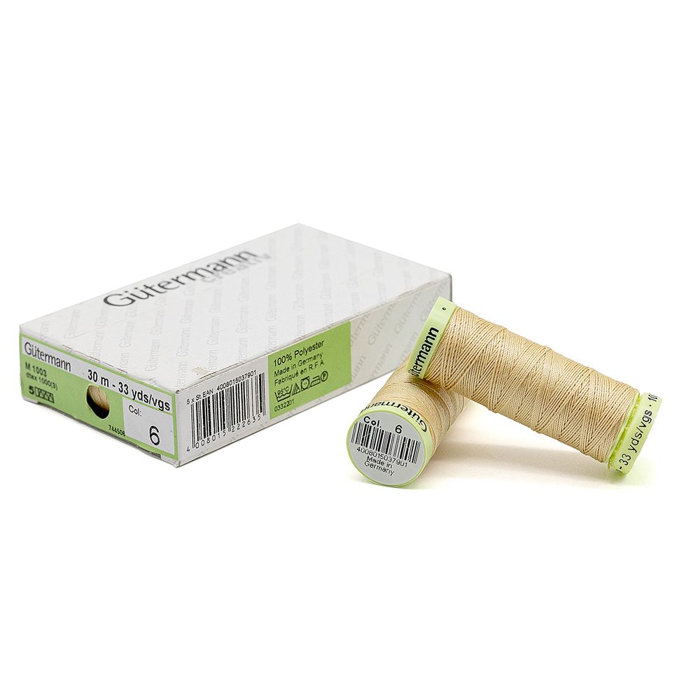 Нитки отделочные Gutermann Top Stitch 30 (30 метров), 5 кат. | 006 кремово-бежевый