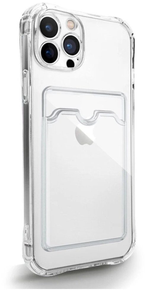 Чехол-накладка силикон с карманом под карту  i-Phone 11 Pro 5.8" прозрачная