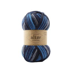 Вултайм (Wooltime) пряжа Alize 75%SWшерсть 25%полиамид 5х100г/200м (11011 черный-серый-синий)