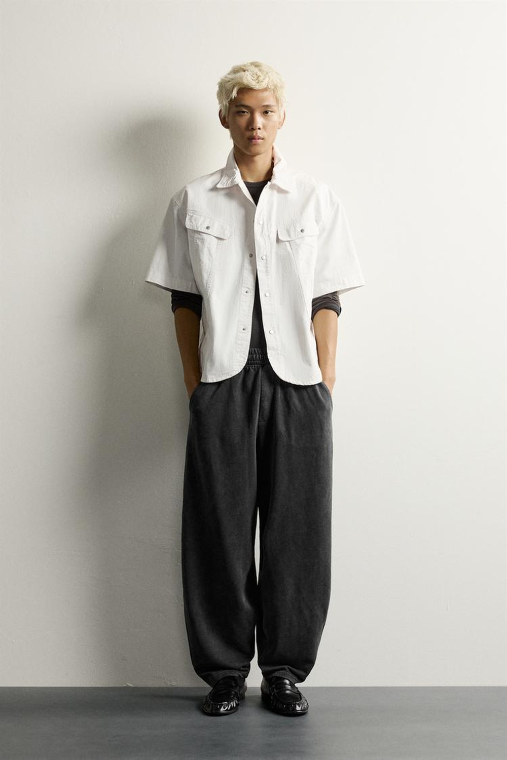 ZARA БАЗОВЫЕ БРЮКИ-ДЖОГГЕРЫ BALLOON FIT, ТЕМНЫЙ АНТРАЦИТ