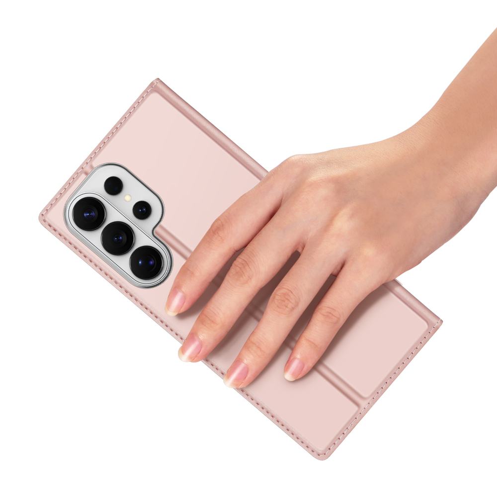 Чехол книжка розового цвета для смартфона Samsung Galaxy S26 Ultra, серия Skin Pro Series от Dux Ducis