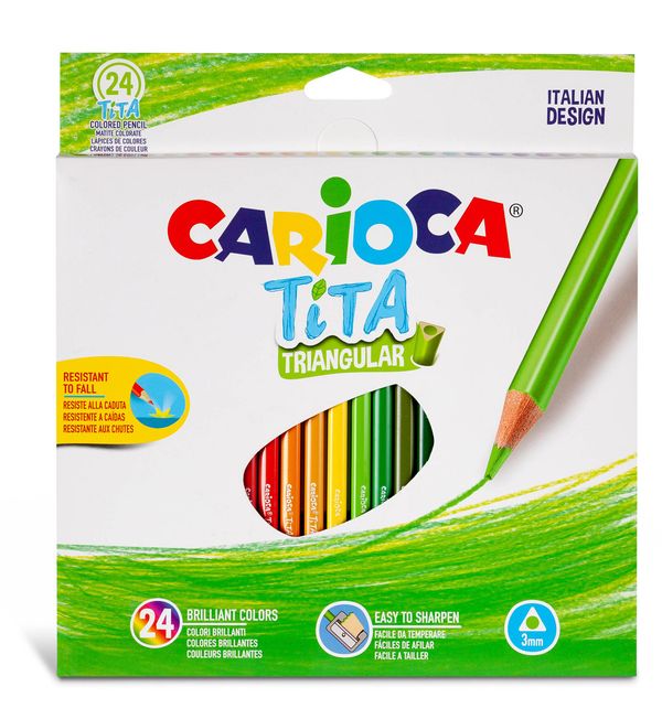 Карандаш цветной пластиковый Carioca Tita трехгранные 24 цв. 42787