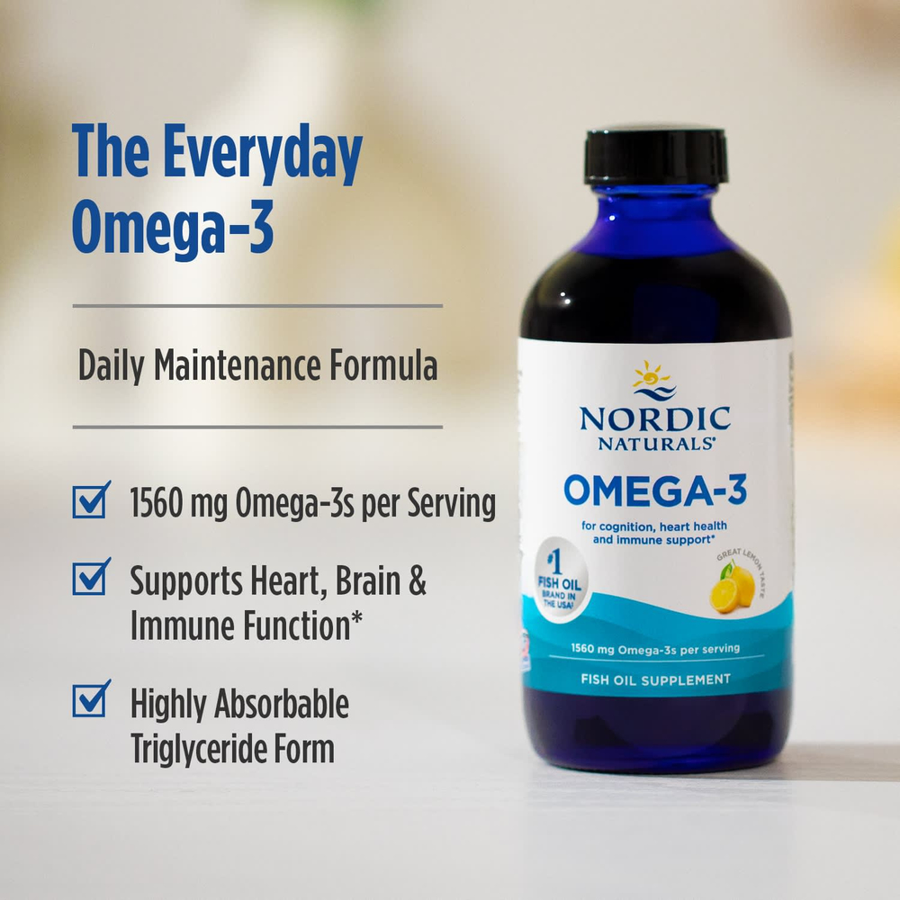 Nordic Naturals, омега-3, со вкусом лимона, 1560 мг, 237 мл (8 жидк. унций)