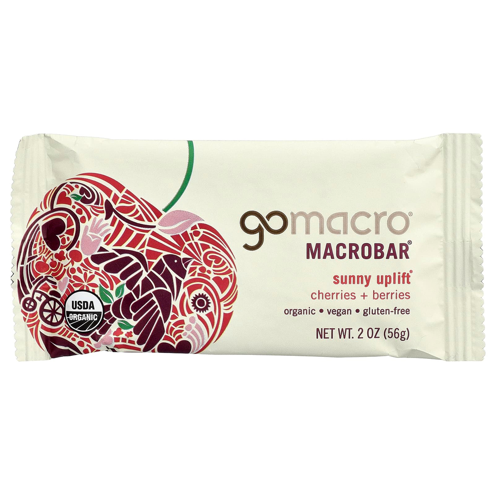 GoMacro, MacroBar®, Sunny Uplift®, вишня и ягоды, 12 батончиков по 56 г (2 унции)