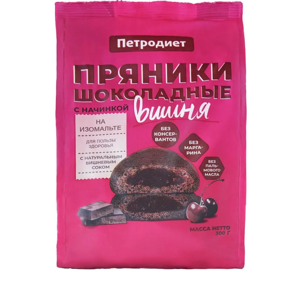 Пряники шоколадные с вишней Петродиет 300 гр