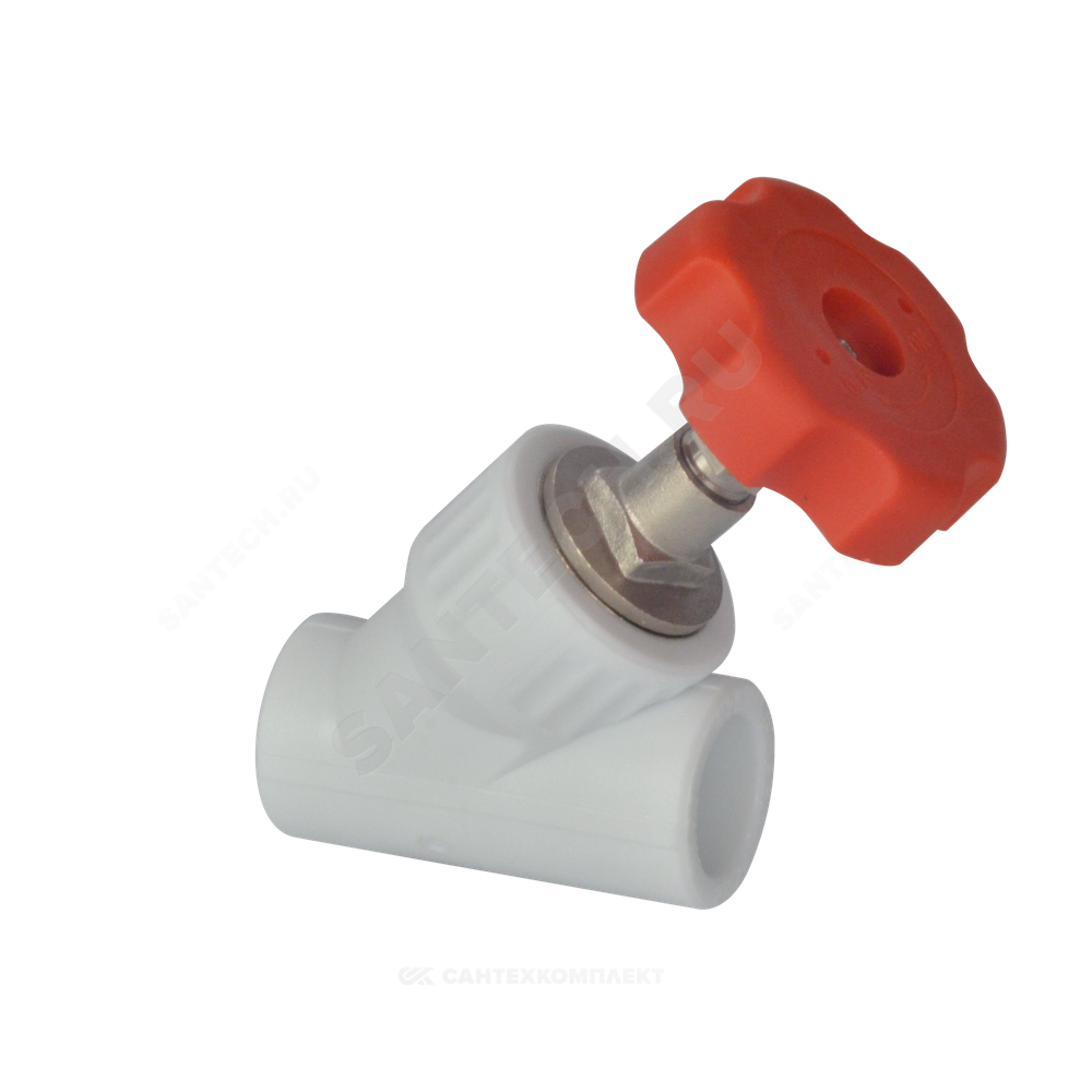 Клапан (вентиль) PP-R запорный белый Дн 20х45гр внутренняя пайка VALFEX 10174020