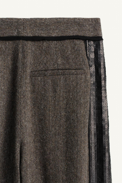 ZARA ПЛИССИРОВАННЫЕ БРЮКИ С ПАЙЕТКАМИ — LIMITED EDITION, КОРИЧНЕВЫЙ