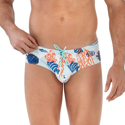 Мужские плавки с морским принтом Acuatic Swimsuit Brief (Размер: M) (Цвет: голубой)