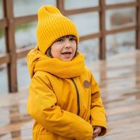 Шапка тыква из смесовой шерсти однослойная с отворотом Горчица