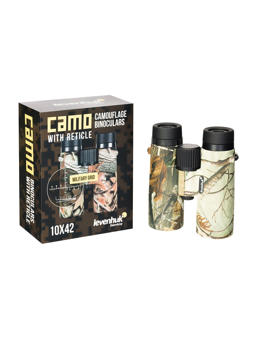 Бинокль камуфляжный Levenhuk Camo 10x42 с сеткой