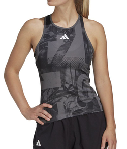Женский топ теннисный Adidas Club Graphic Tank - grey five/black/carbon