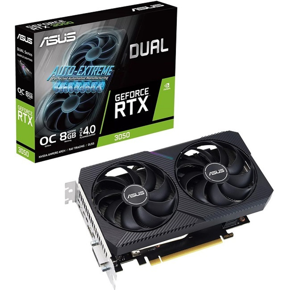 Видеокарта ASUS GeForce RTX 3050 DUAL OC 8GB (DUAL-RTX3050-O8G-V2), (90YV0GH6-M0NA00)