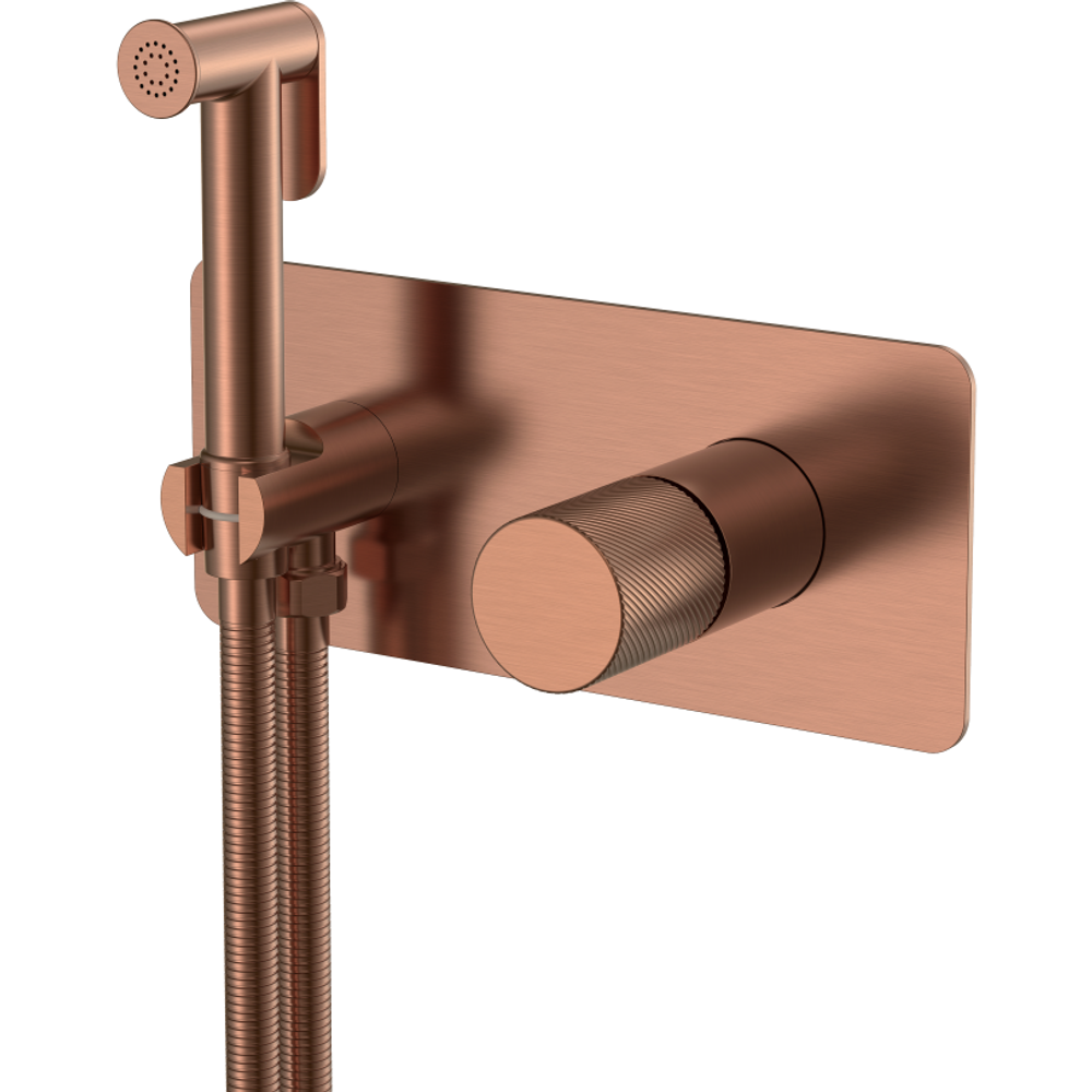 Гигиенический душ Boheme Stick 127-CB.4 со смесителем, С ВНУТРЕННЕЙ ЧАСТЬЮ, COPPER BRUSHED SPIRALE
